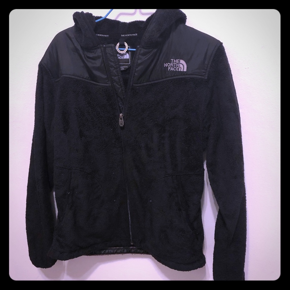 The North Face black fleece jacket w. hood - M
